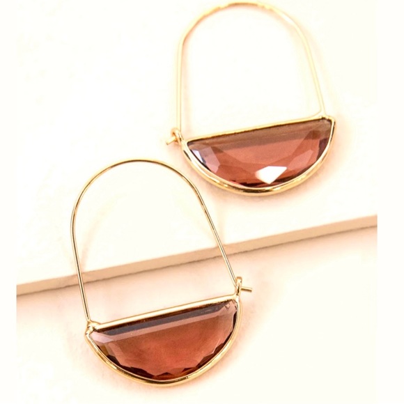 🍋2/$30 New Anthro Faceted Crescent Earrings in Amber - Picture 2 of 3